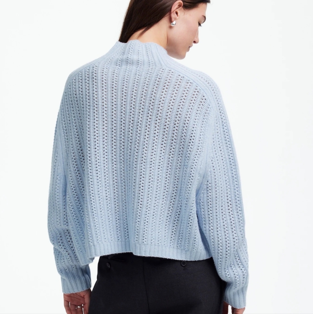 Madewell Pointelle-Stitch Mockneck Sweater -  Heather Pale Dawn - Picture 2 of 14